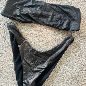 Black glitter bandeau bikini